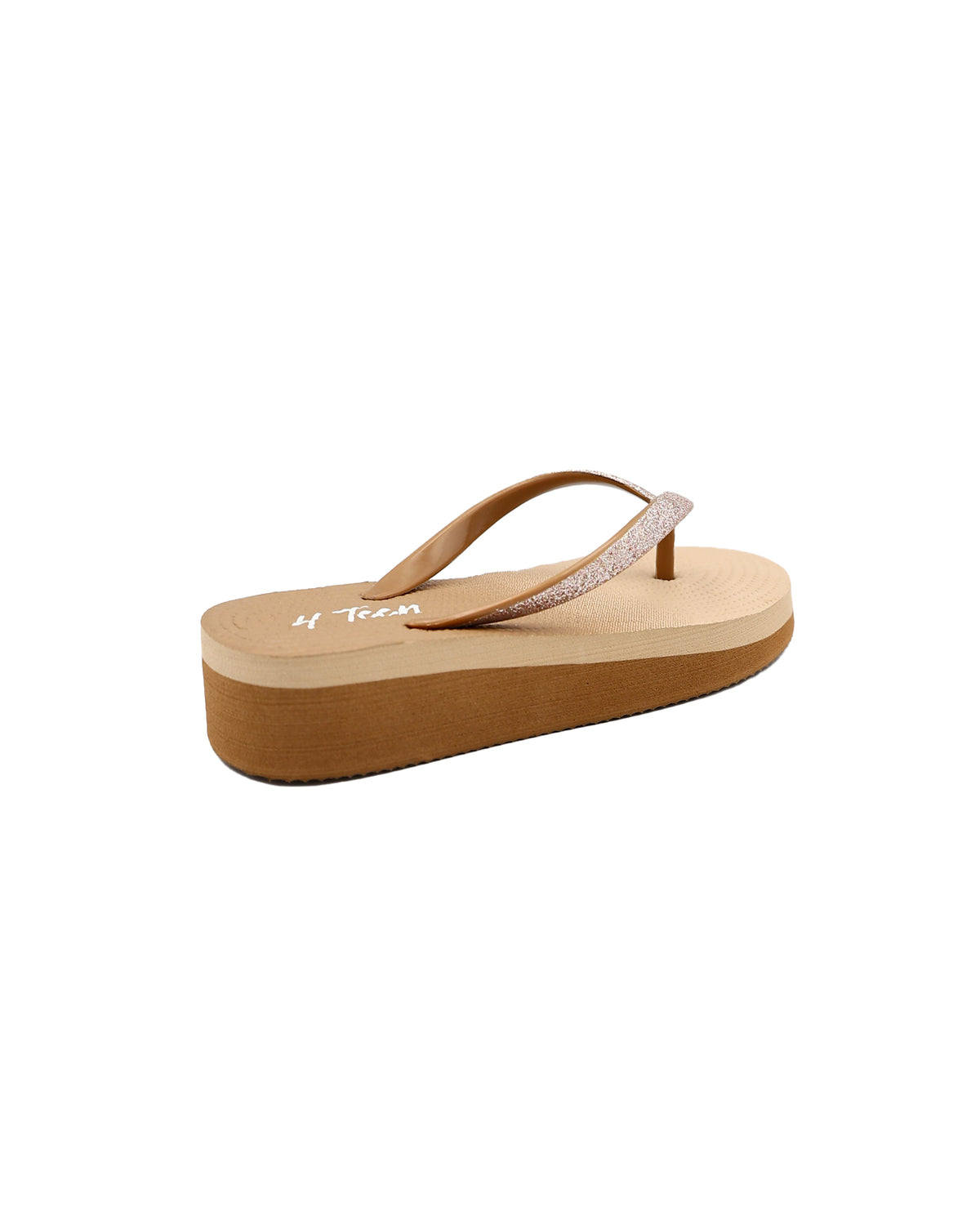 Girls Champagne Two Tone Wedge Thong Sandal
