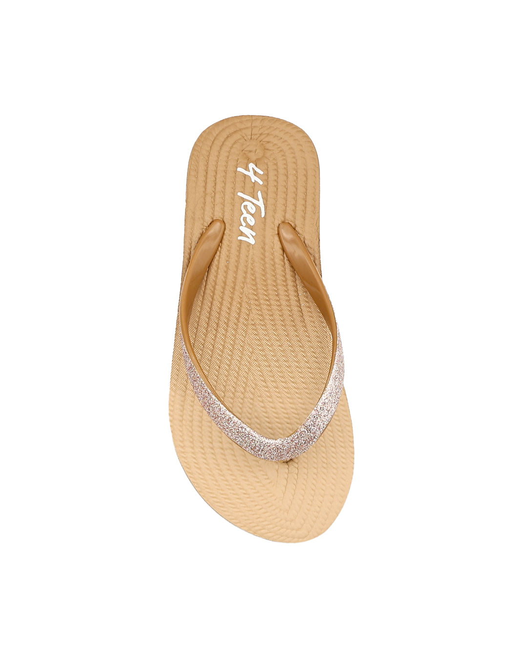 Girls Champagne Two Tone Wedge Thong Sandal