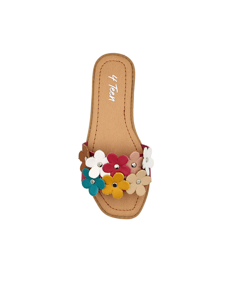 Girls Multi Flower Band Detail Mule