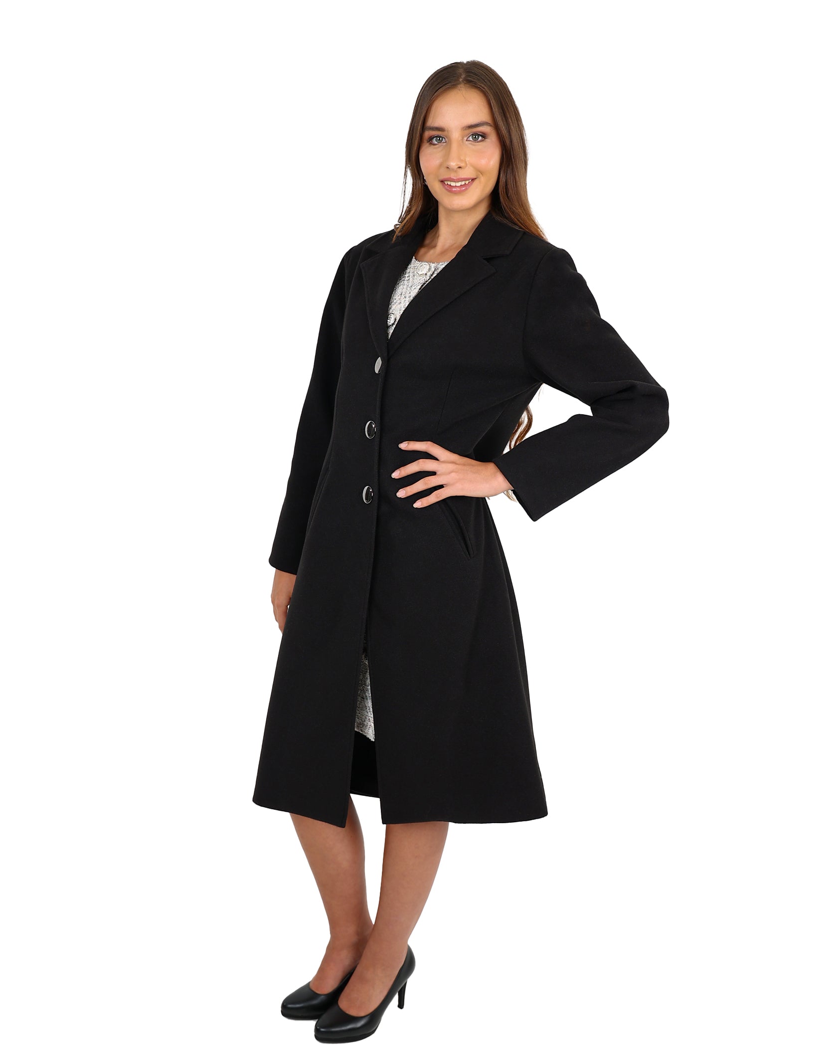 Black Lined Melton Coat