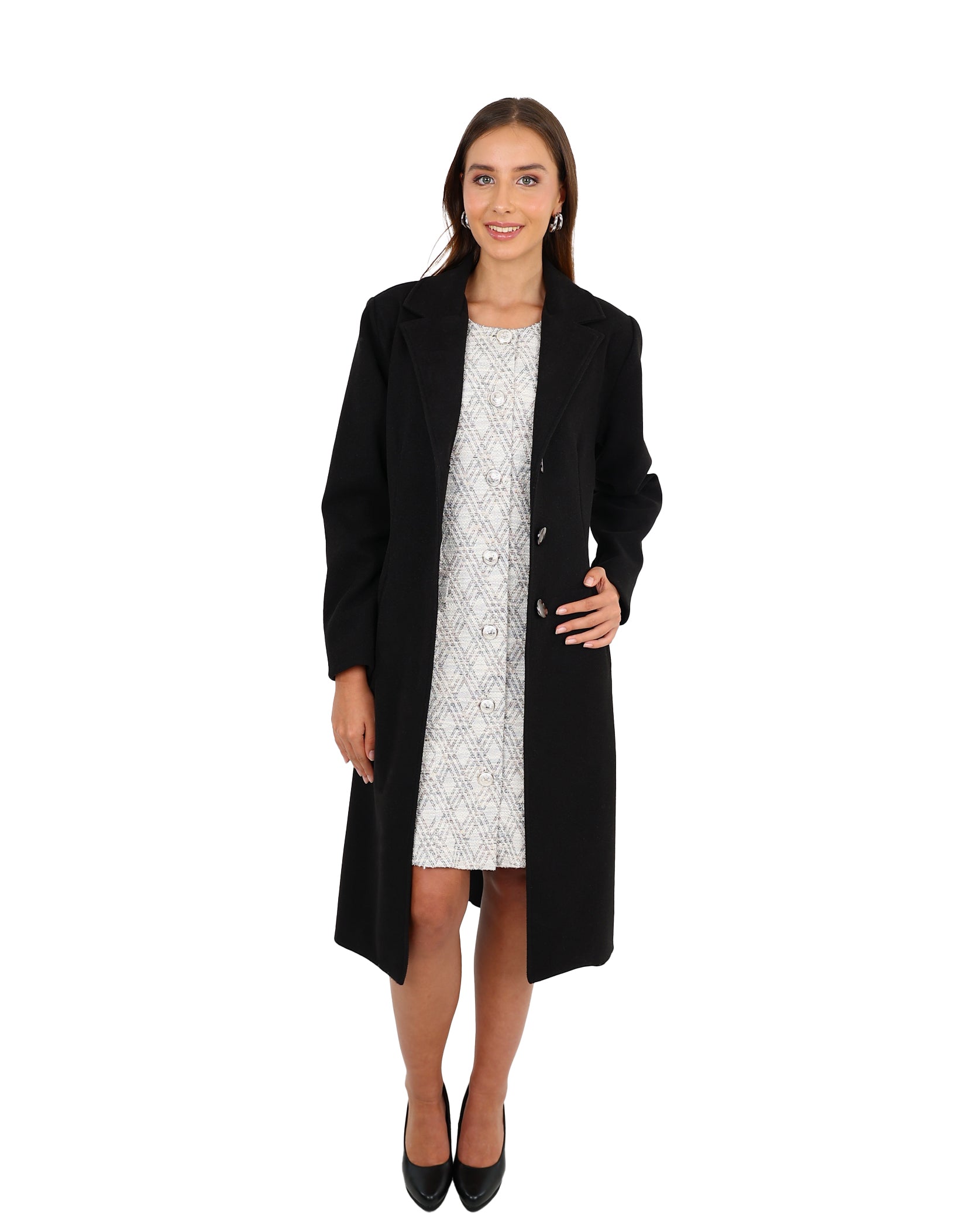 Black Lined Melton Coat
