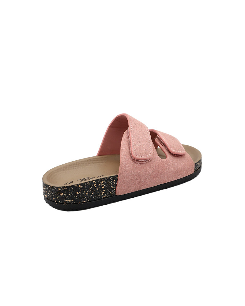 Girls Pink Double Velcro Slip-On