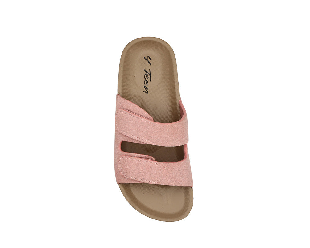Girls Pink Double Velcro Slip-On