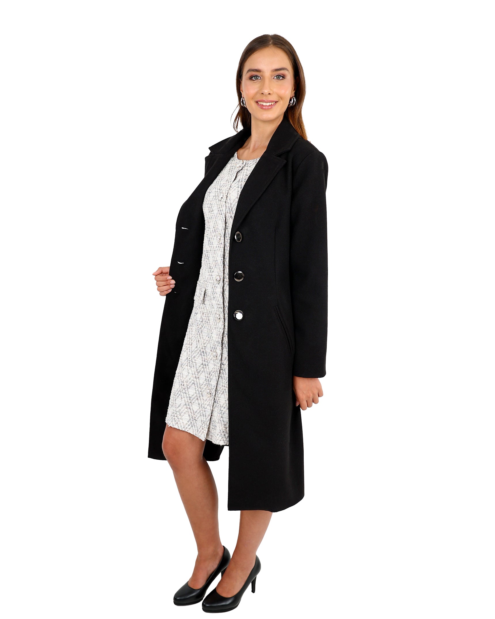 Black Lined Melton Coat