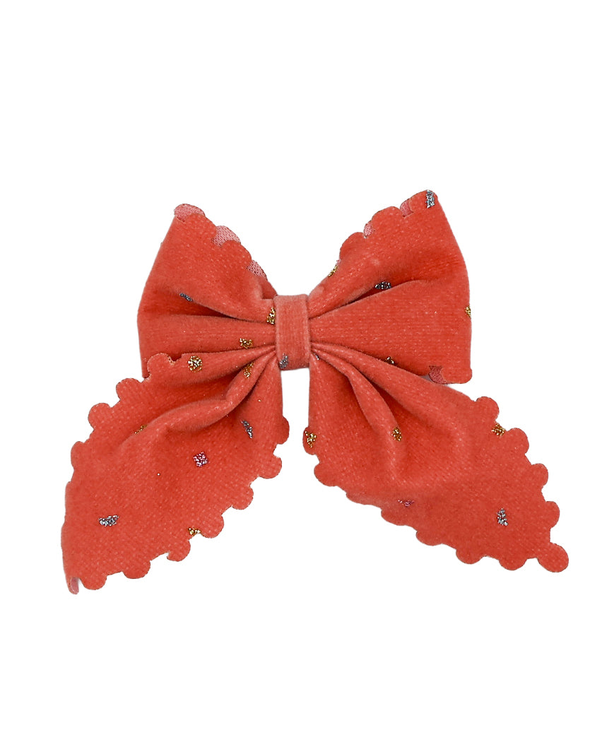 Pink Glitter Dot Cream Bow Hairclip