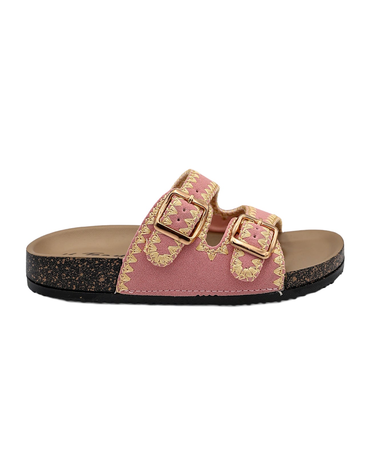 Girl Pink Stitch Detail Double Buckle Slide
