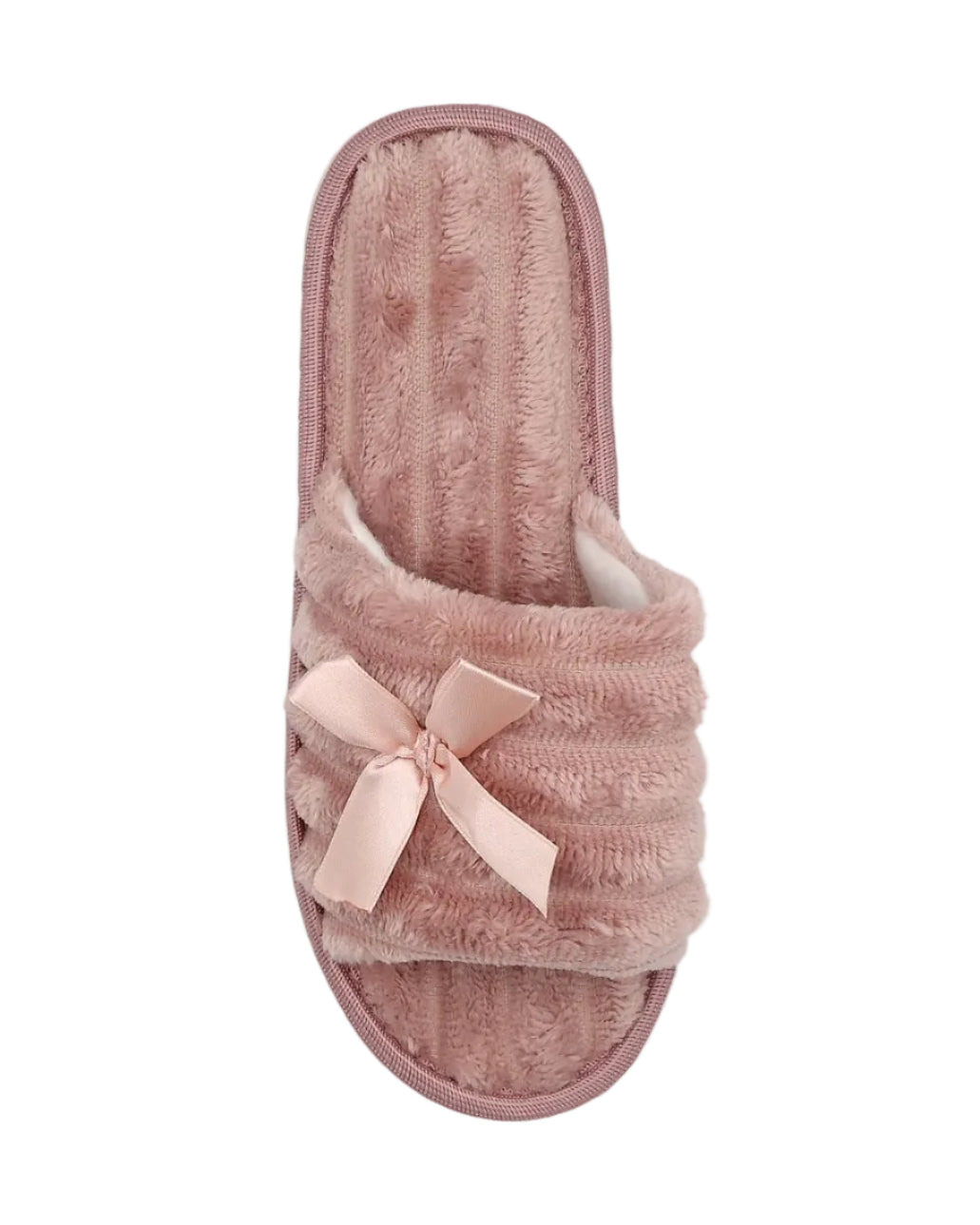 Mink Satin Bow Plush Band Slippers