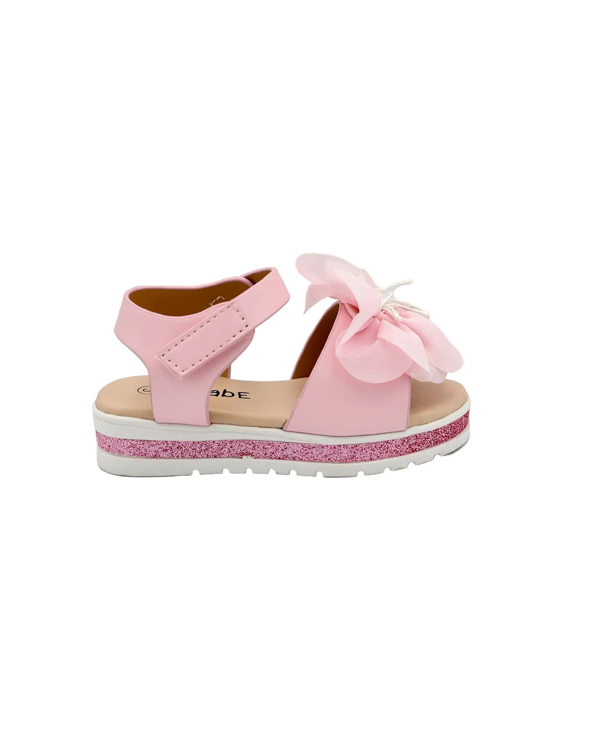 Girls Pink Flower Detail Cleated Glitter Sandals