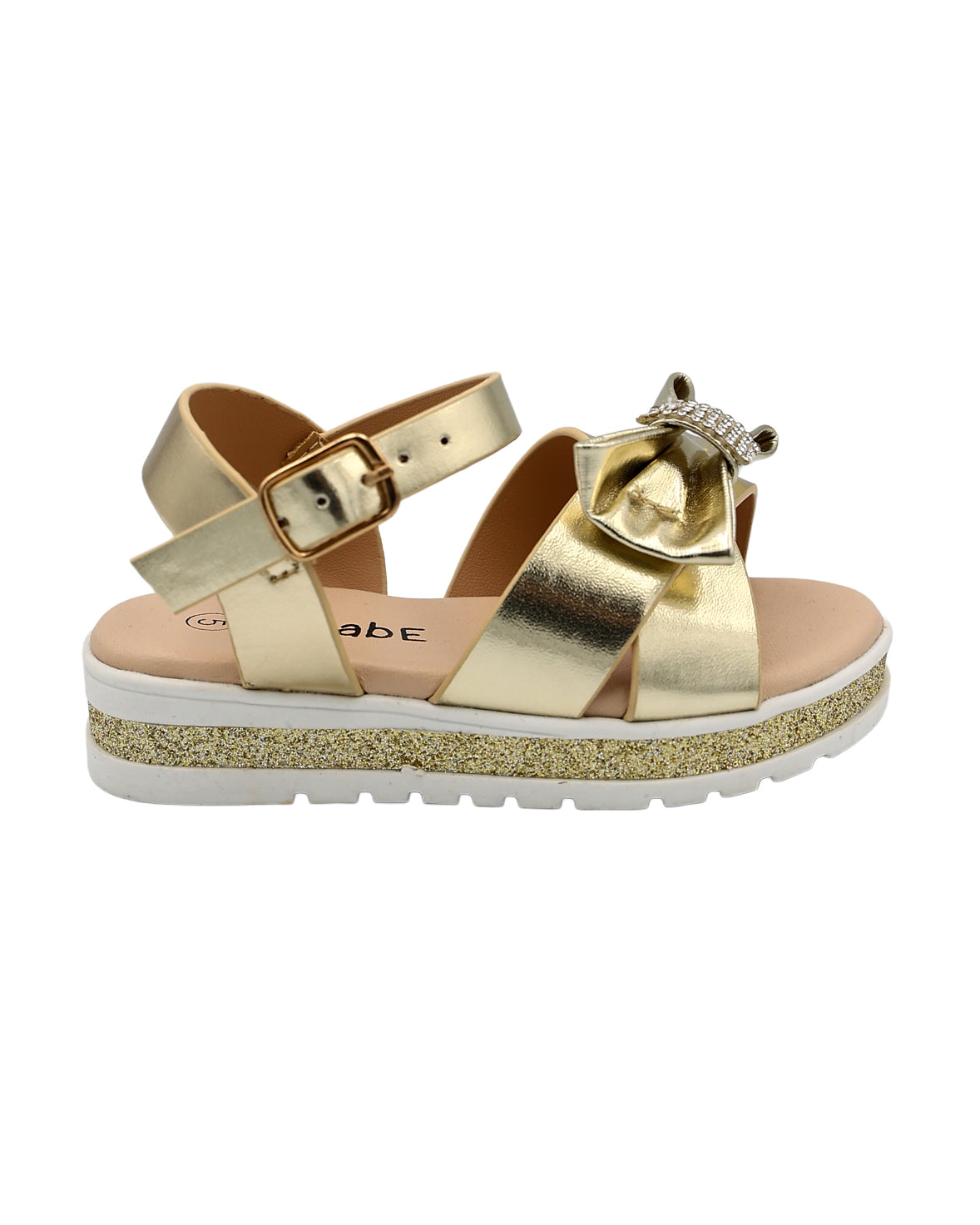 Girls Embellished Bow Detail Cleated Glitter Sandal