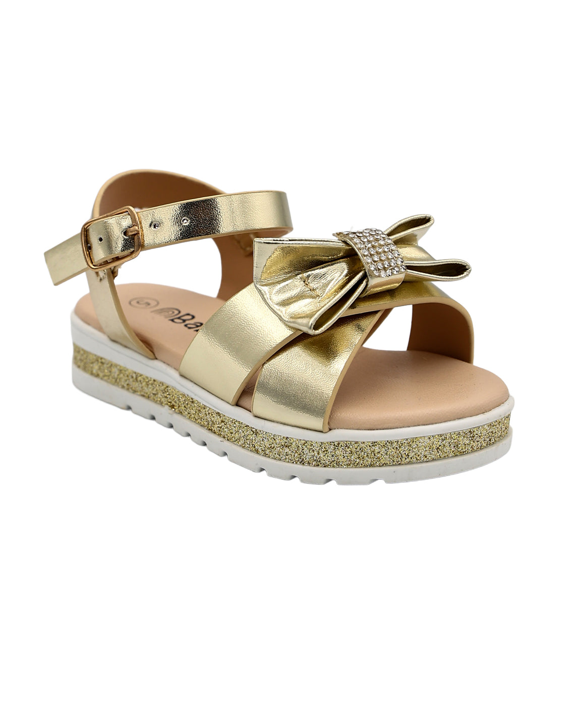 Girls Embellished Bow Detail Cleated Glitter Sandal