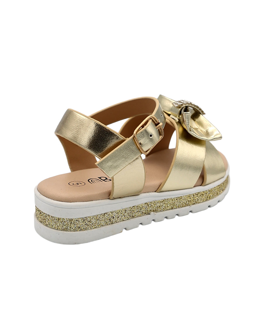 Girls Embellished Bow Detail Cleated Glitter Sandal