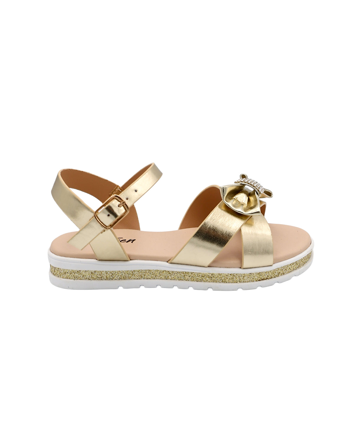 Girls Embellished Bow Detail Cleated Glitter Sandal