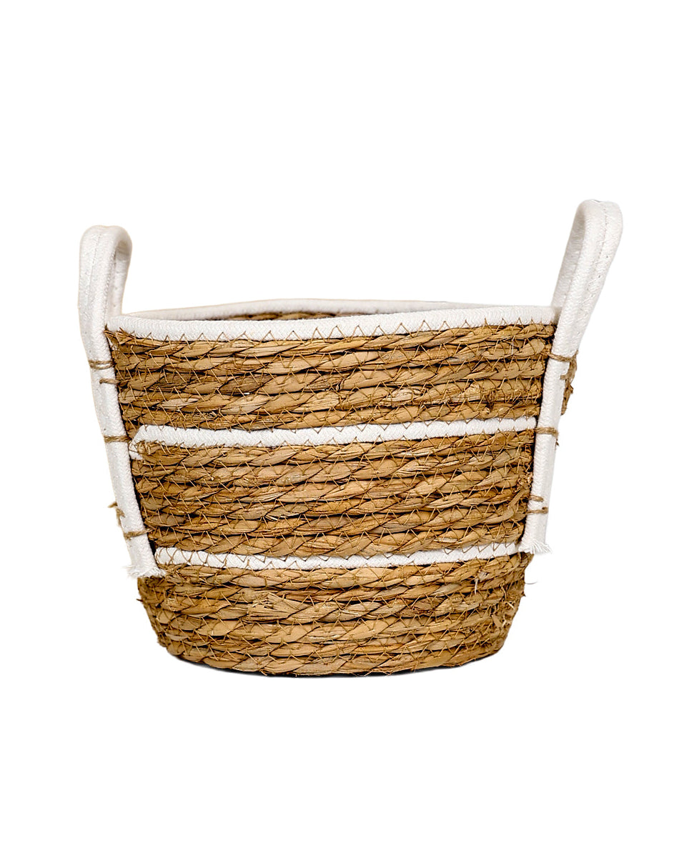 Large White Cotton Inset Tubby Bulrush Basket