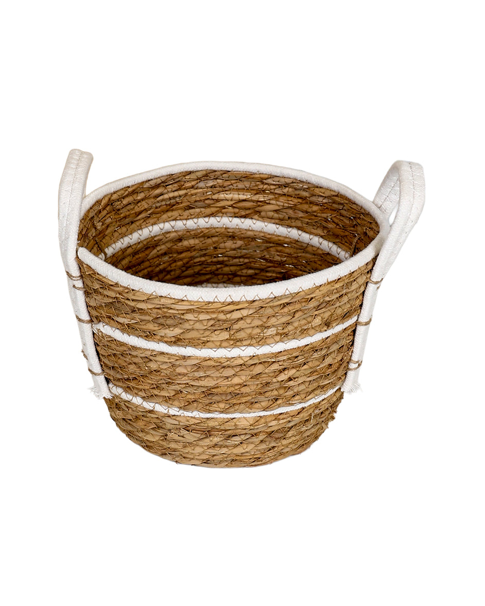 Medium White Cotton Inset Tubby Bulrush Basket