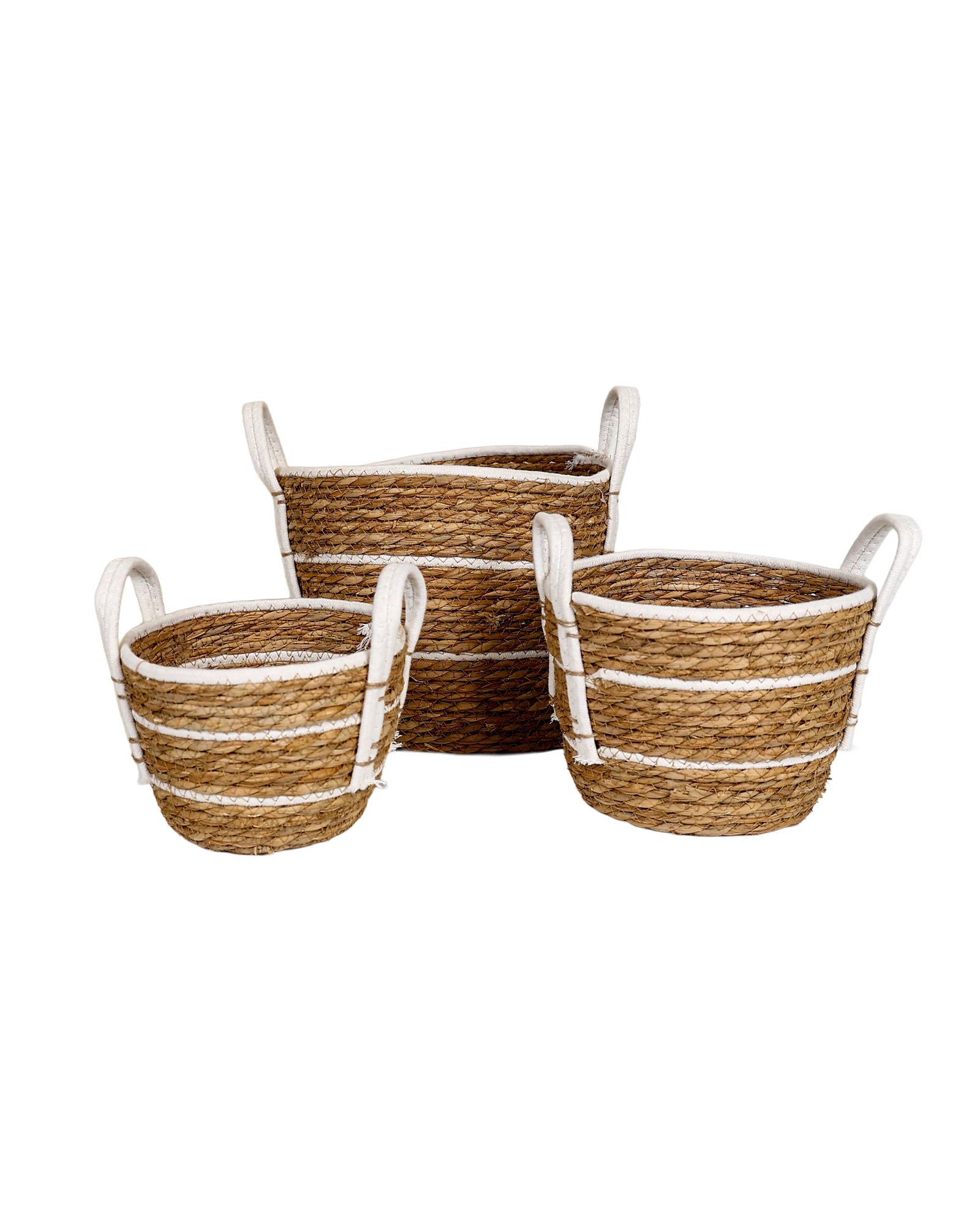 Large White Cotton Inset Tubby Bulrush Basket