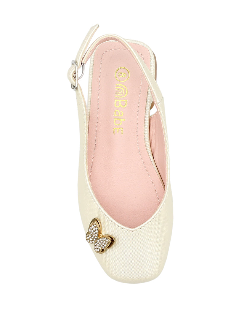 Girls Embellished Butterfly Detail Slingback Court