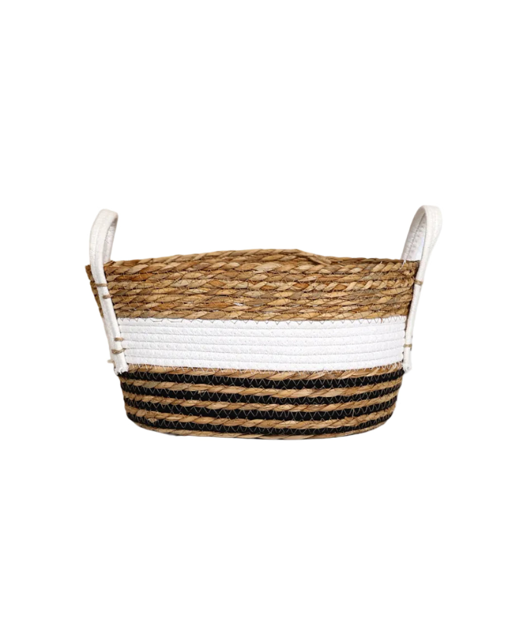 Small Multi-Band Bulrush Oval Tubby Basket