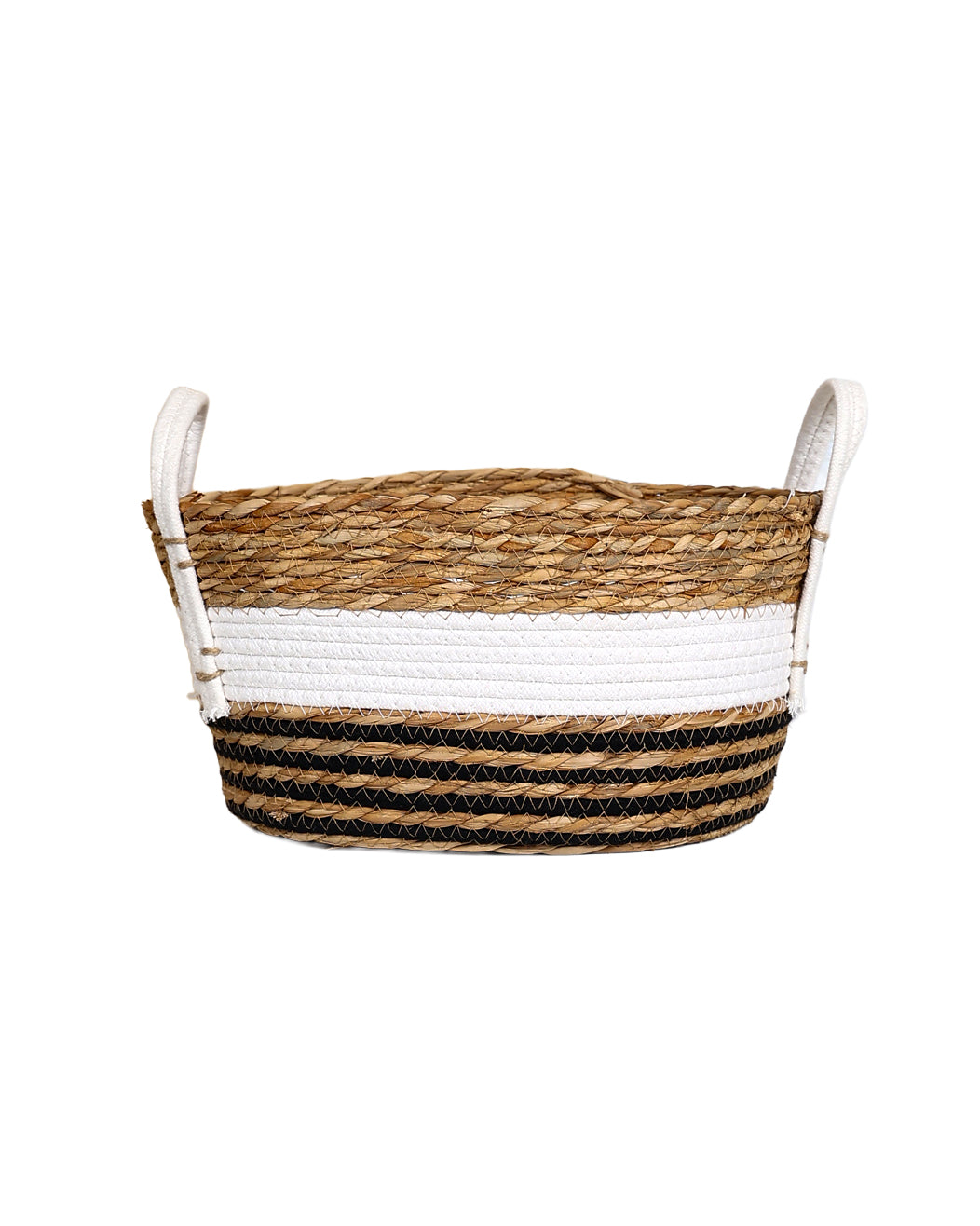 Medium Multi-Band Bulrush Oval Tubby Basket