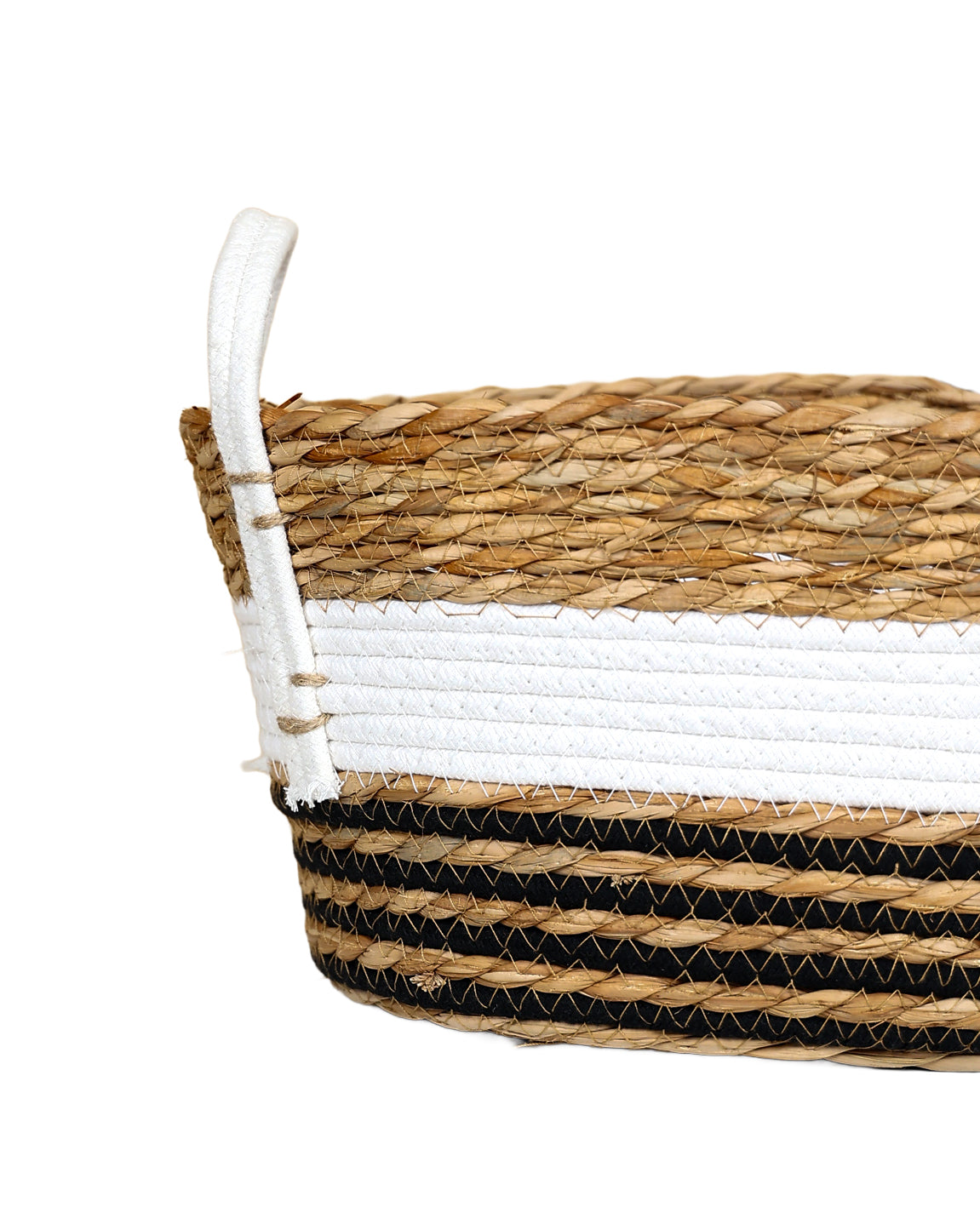 Small Multi-Band Bulrush Oval Tubby Basket