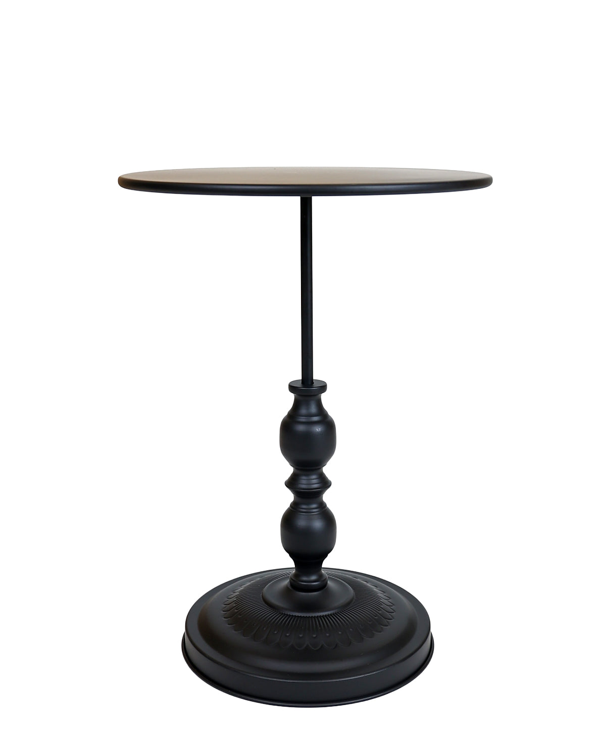 Black Resin Ornate Round End Table