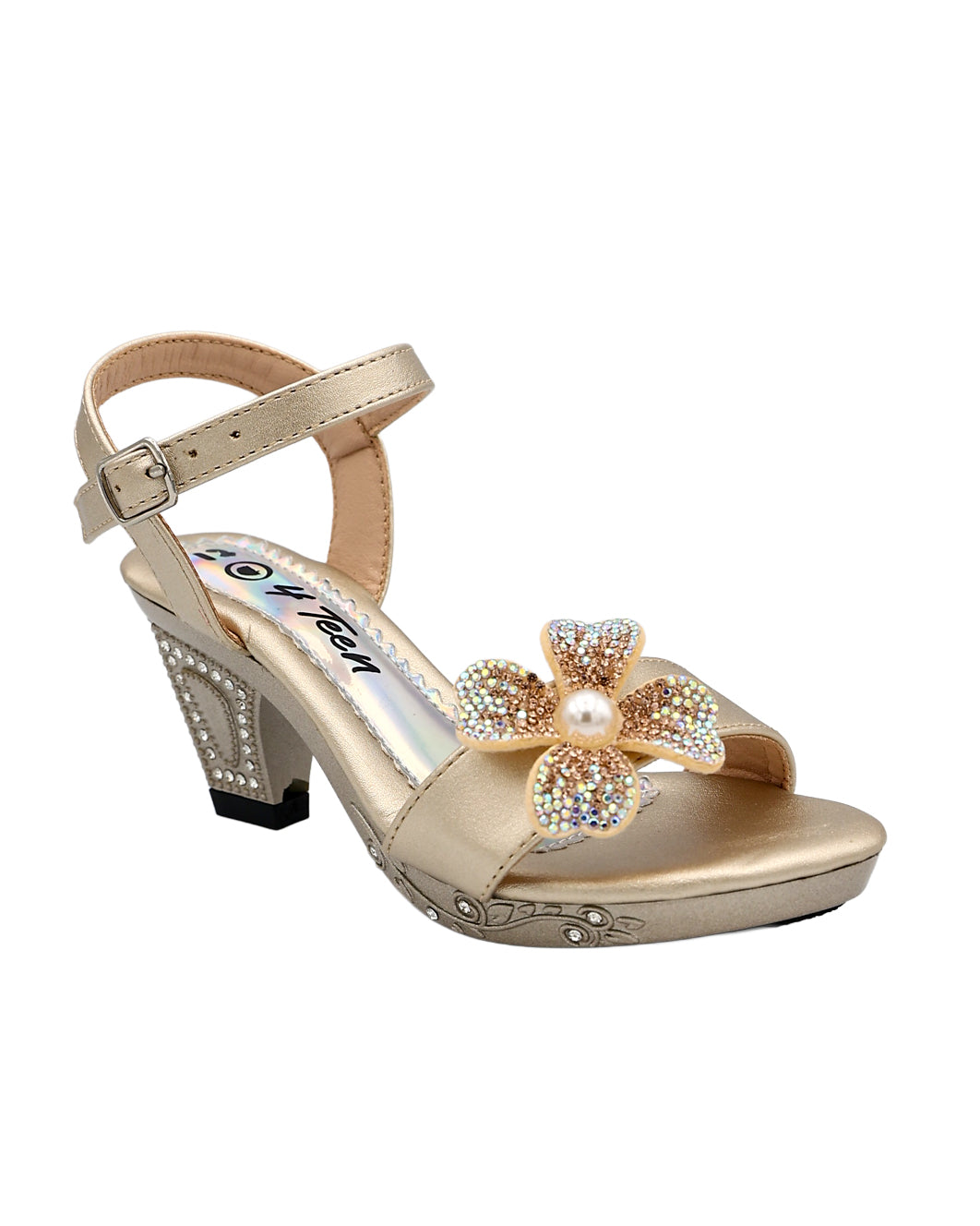 Girls Pearl Embellished Jewelled Heel