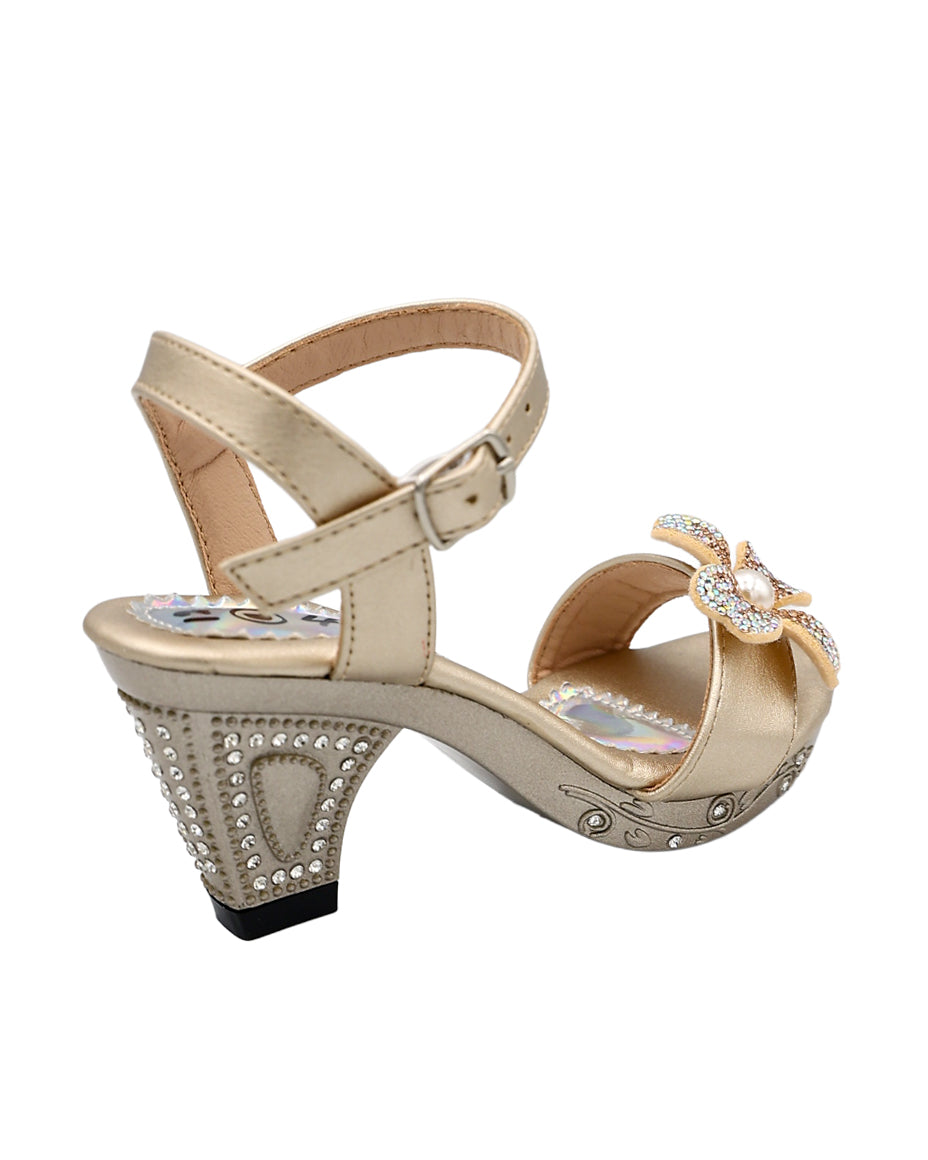 Girls Pearl Embellished Jewelled Heel
