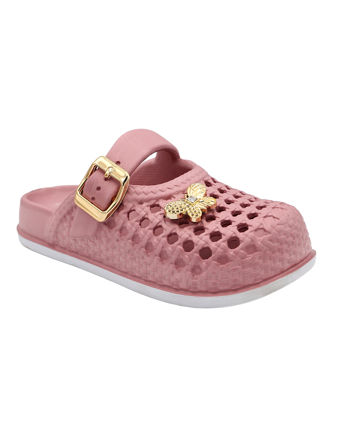 Girls Pink Embellished Weave Detail Mule