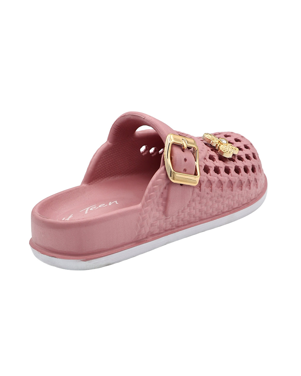 Girls Pink Embellished Weave Detail Mule