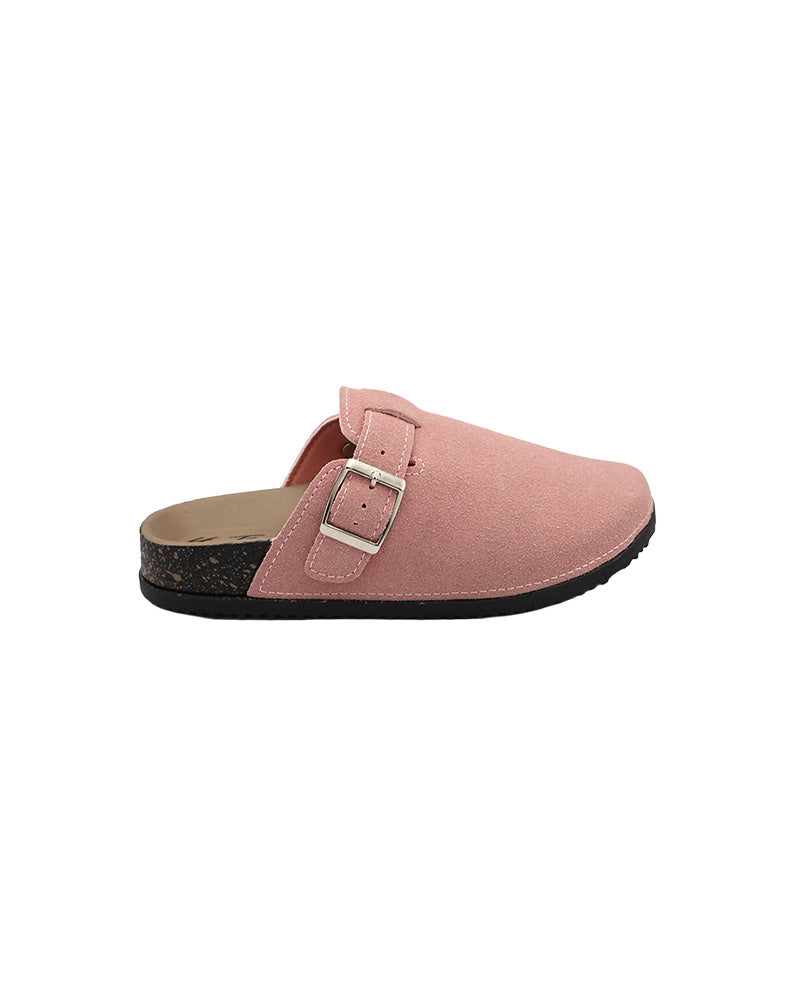 Girls Pink Closed Toe Buckle Detail Mule