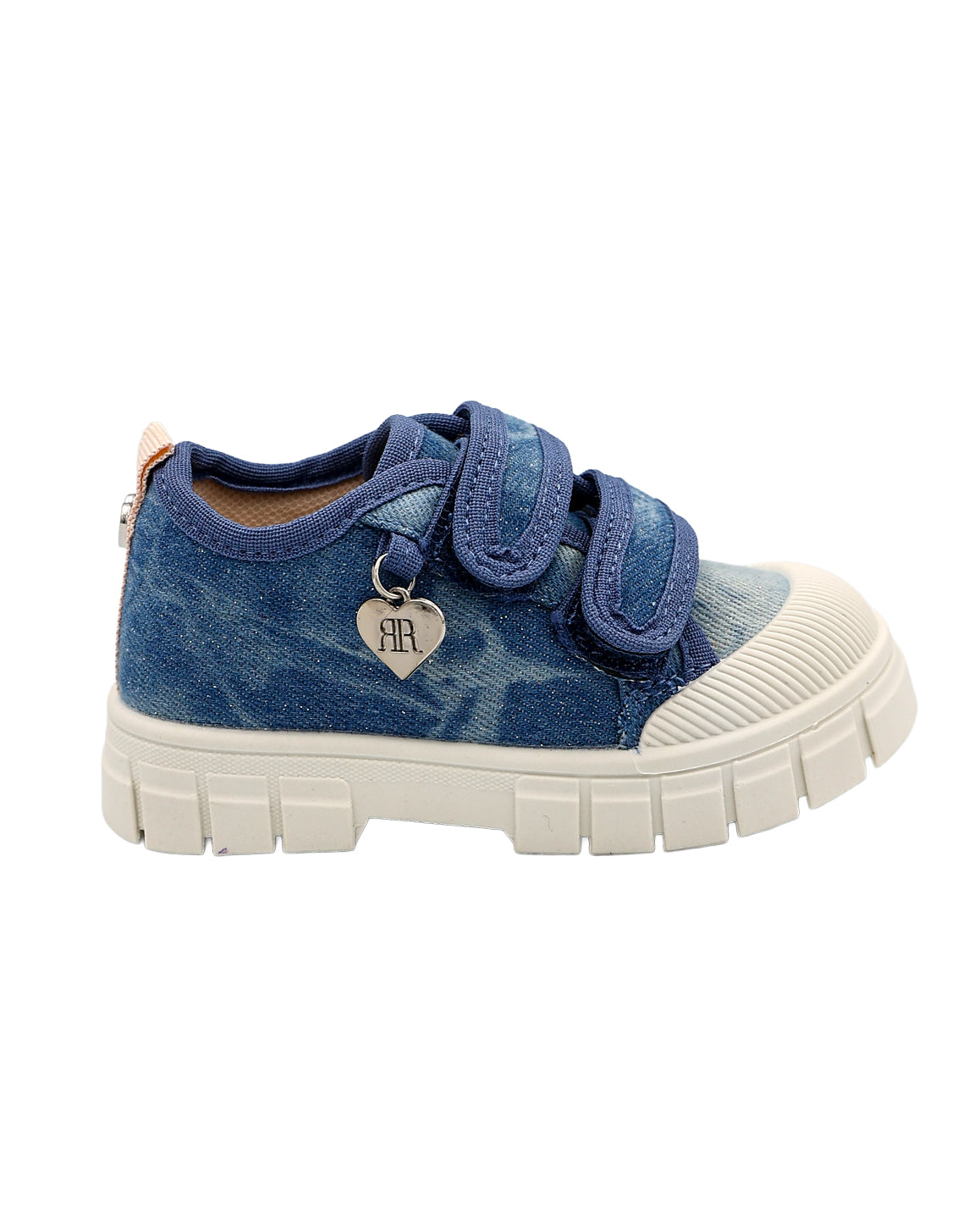 Girls Denim Double Velcro Cleated Toecap Sneaker