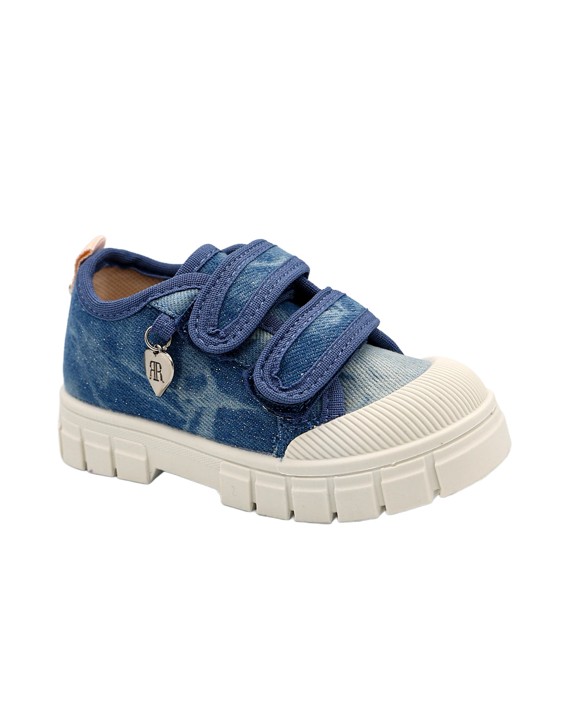 Girls Denim Double Velcro Cleated Toecap Sneaker