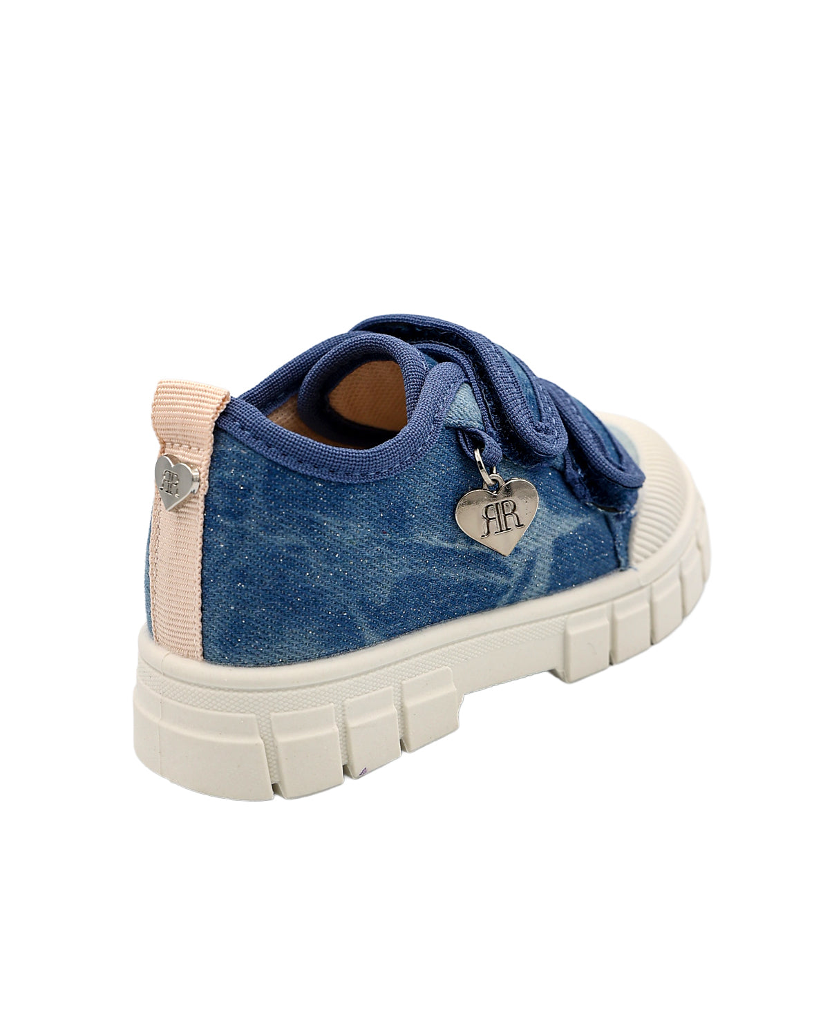 Girls Denim Double Velcro Cleated Toecap Sneaker