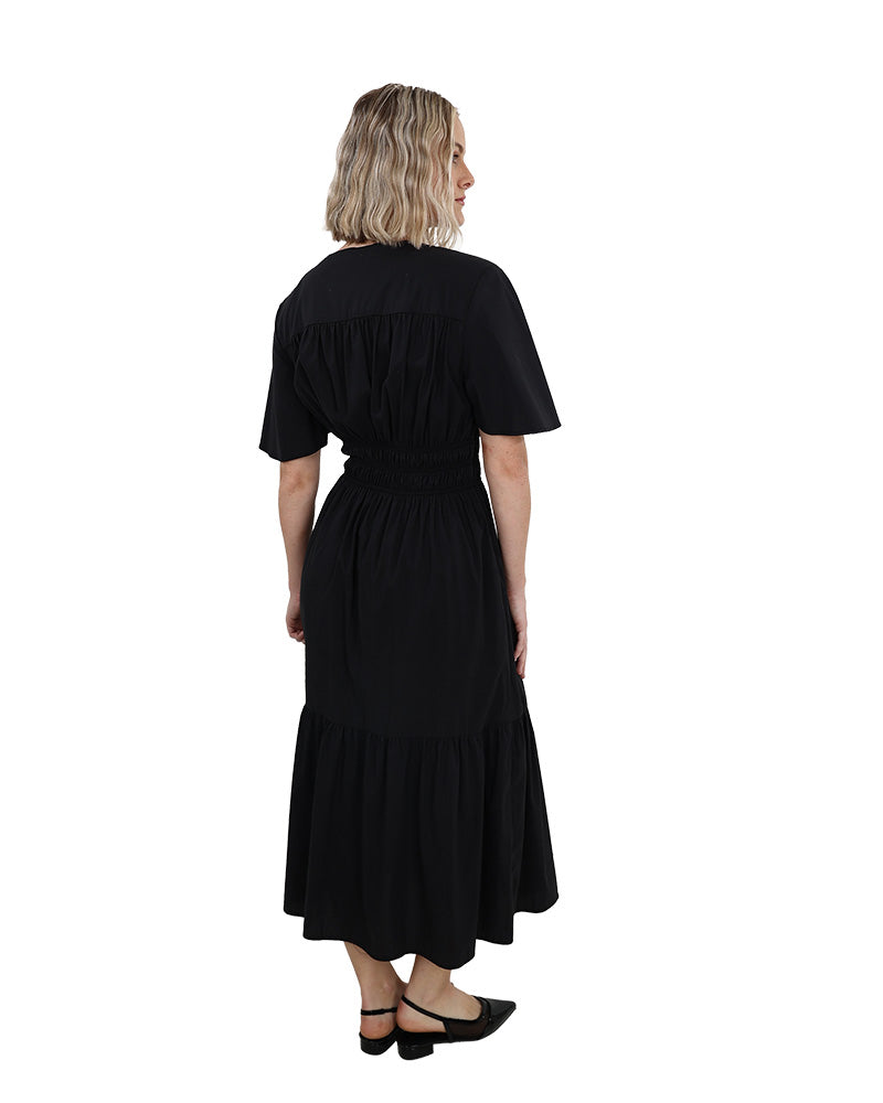 Elasticated Tiered Midi Dress