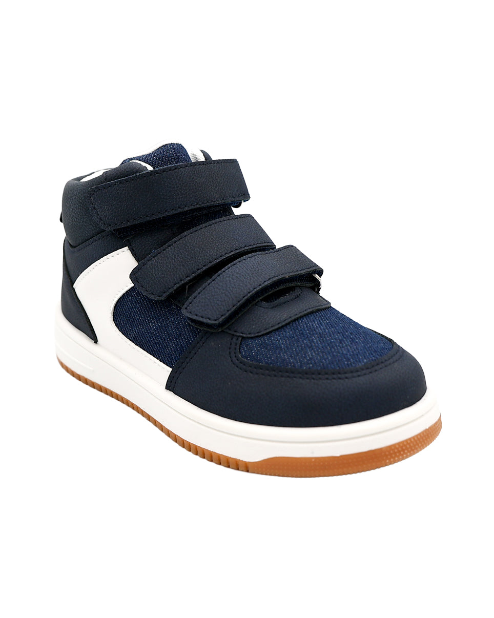 Boys Navy Velcro Fastening Hi Top Sneakers