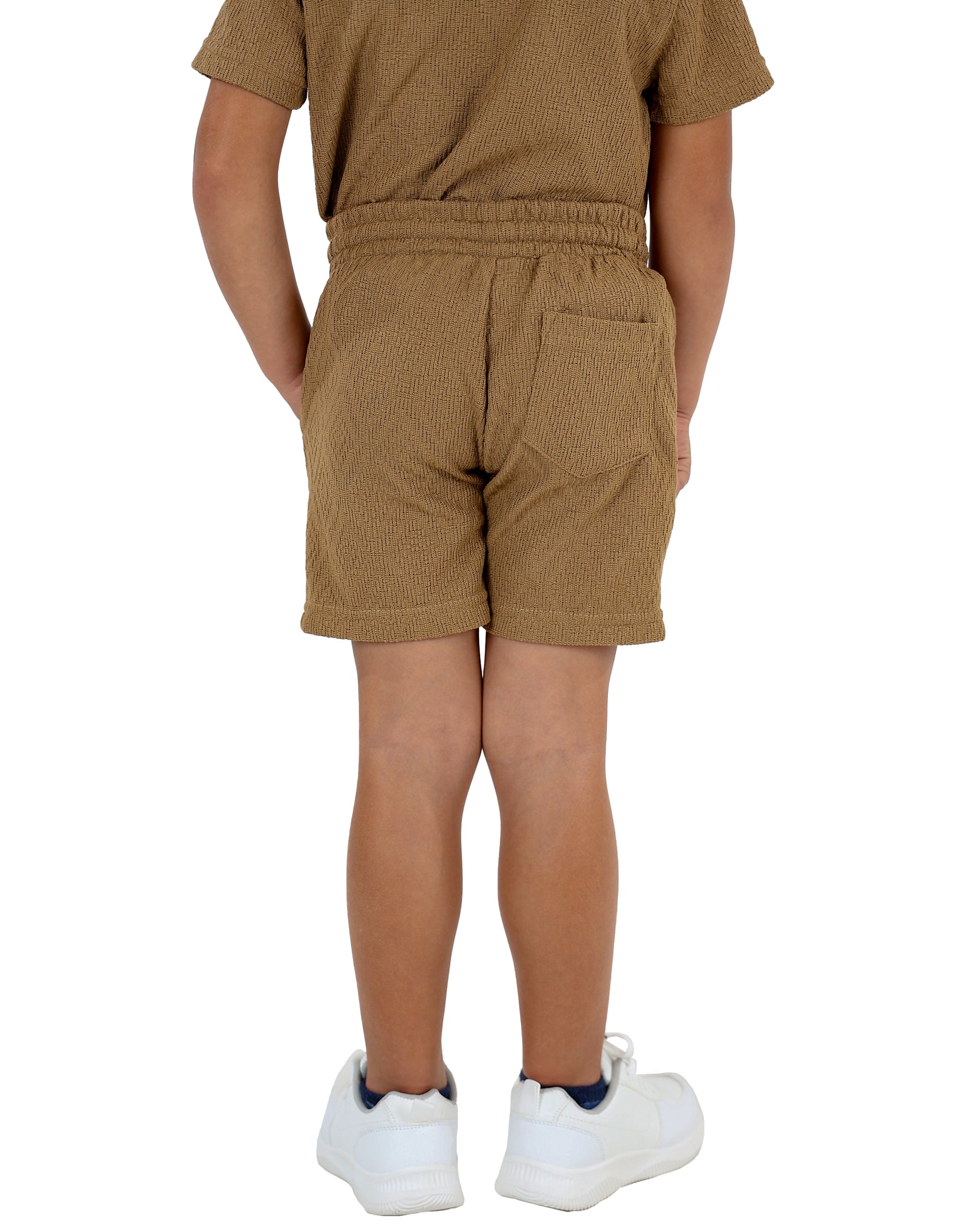 Beige Co-Ord Set Diamond Jacquard Shorts