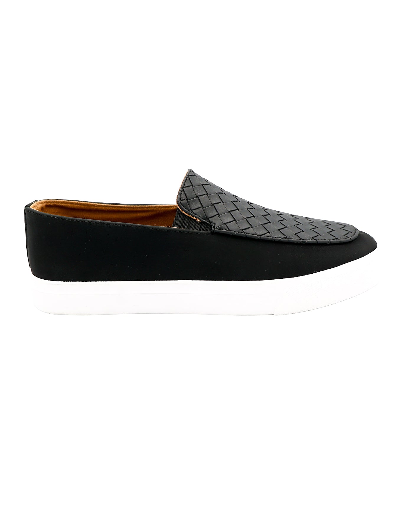 Black Weave Slip-On Casual Loafers