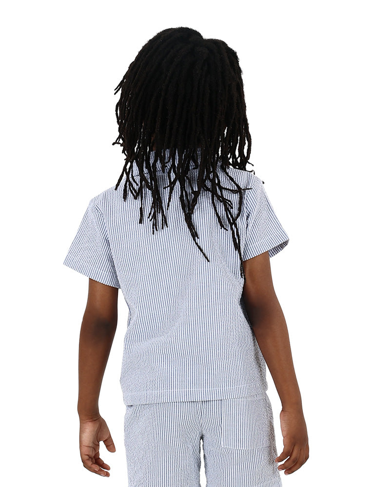 Short Sleeve Blue & White Striped Shirt