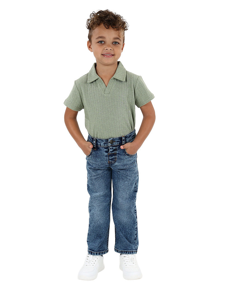Straight Leg Light Indigo Stretch Jeans