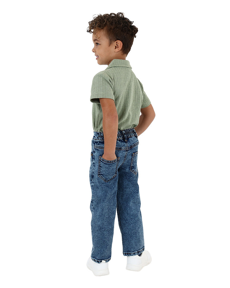 Straight Leg Light Indigo Stretch Jeans