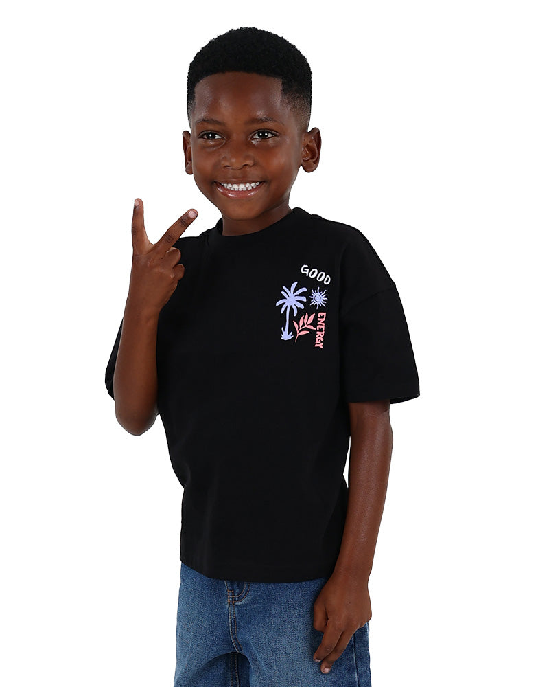 Short Sleeve Good Energy Graphic Print T-Shirt