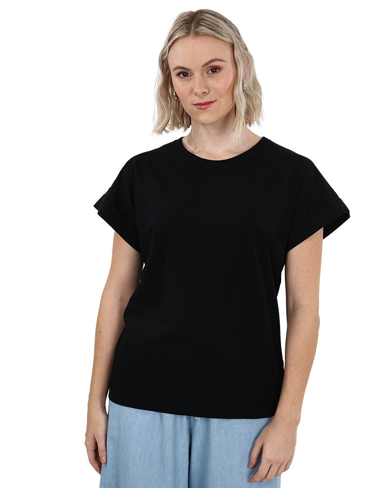 Black Turn-Back Short Sleeve T-Shirt