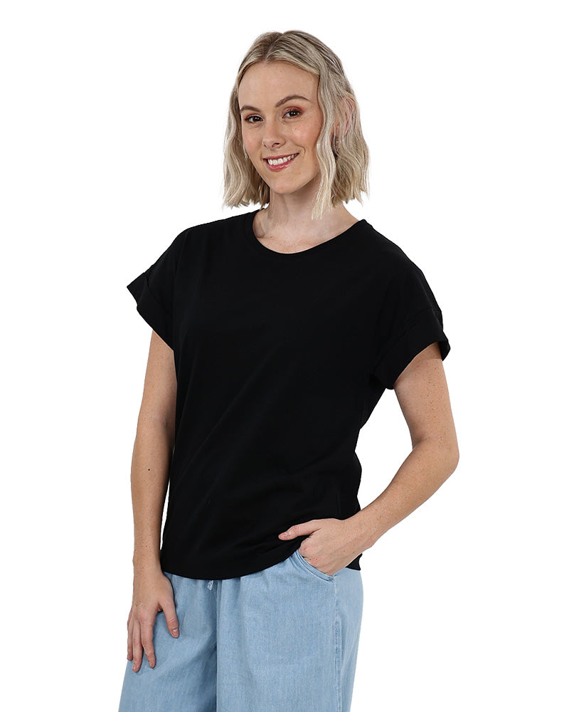 Black Turn-Back Short Sleeve T-Shirt