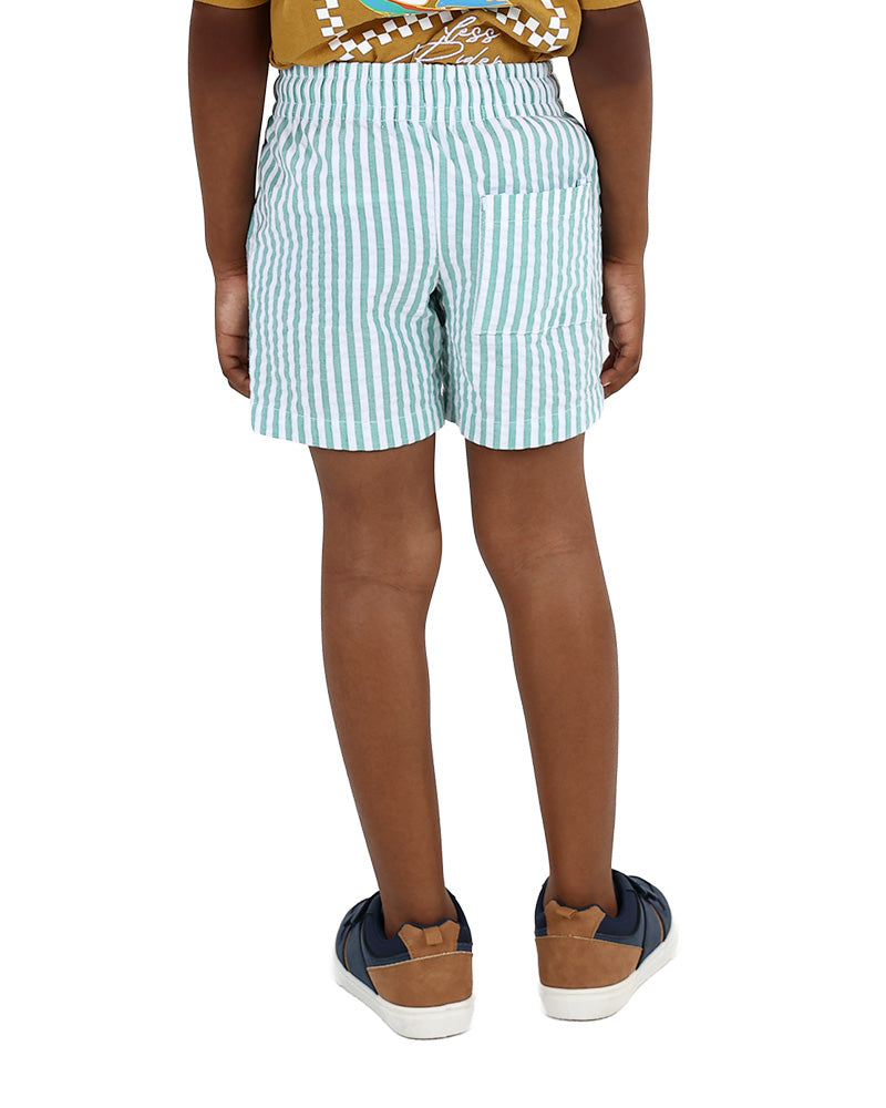 Green & White Stripe Cotton Pull Up Shorts