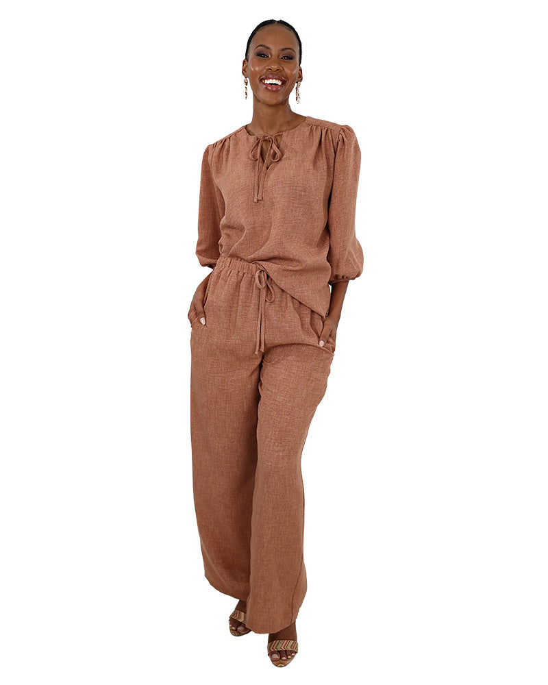 Mocha Elasticated Wide Leg Pants