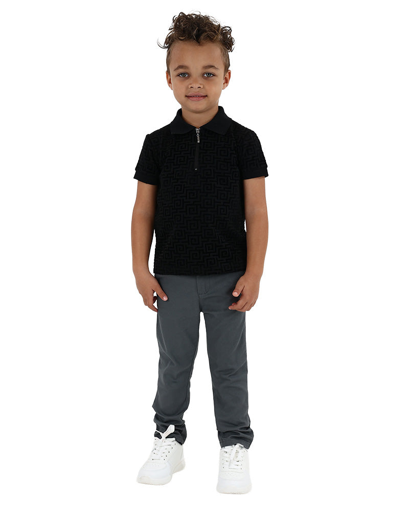 Short Sleeve Geometric Flock Print Golfer