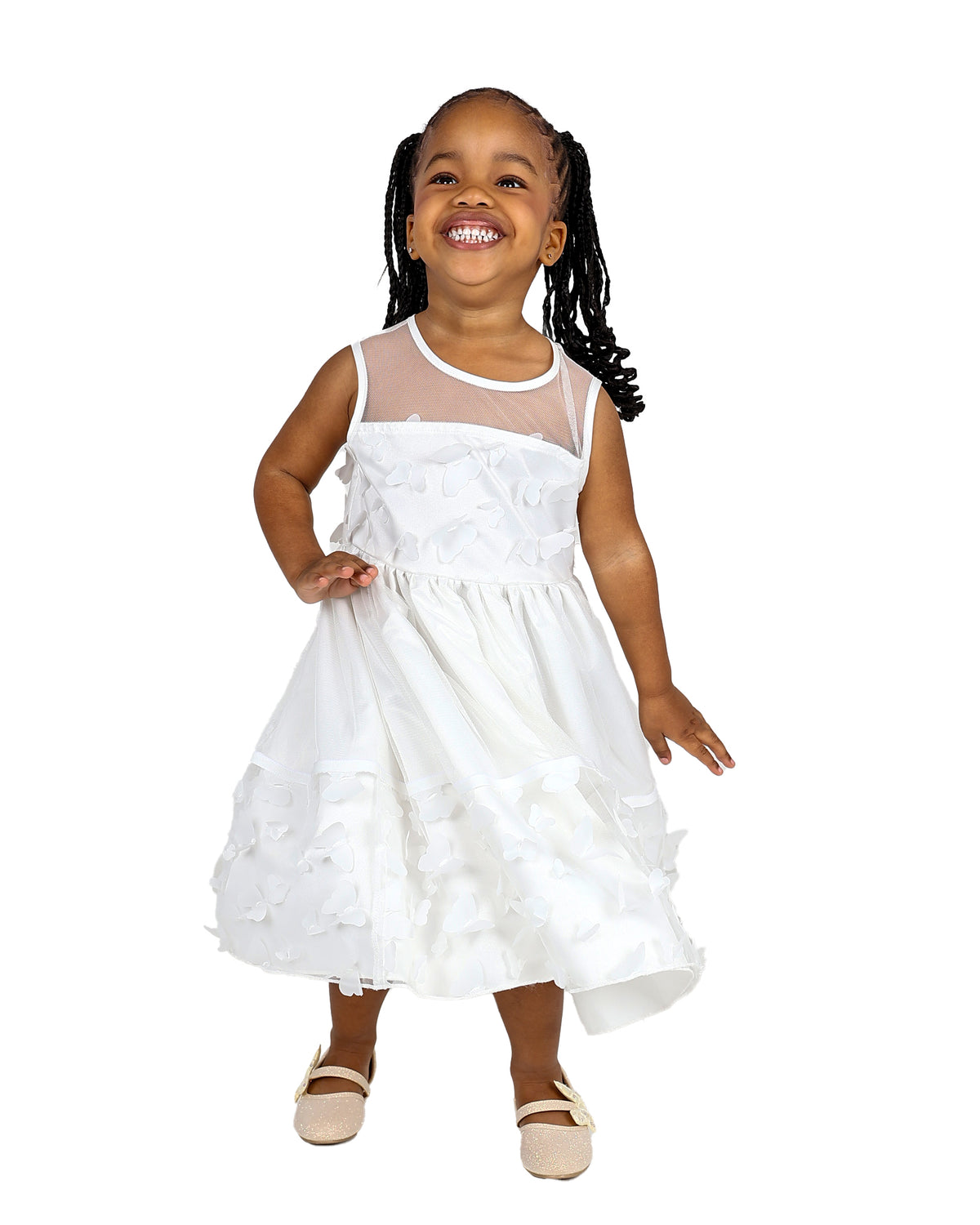 Sleeveless 3D Butterfly Detail Party Dress