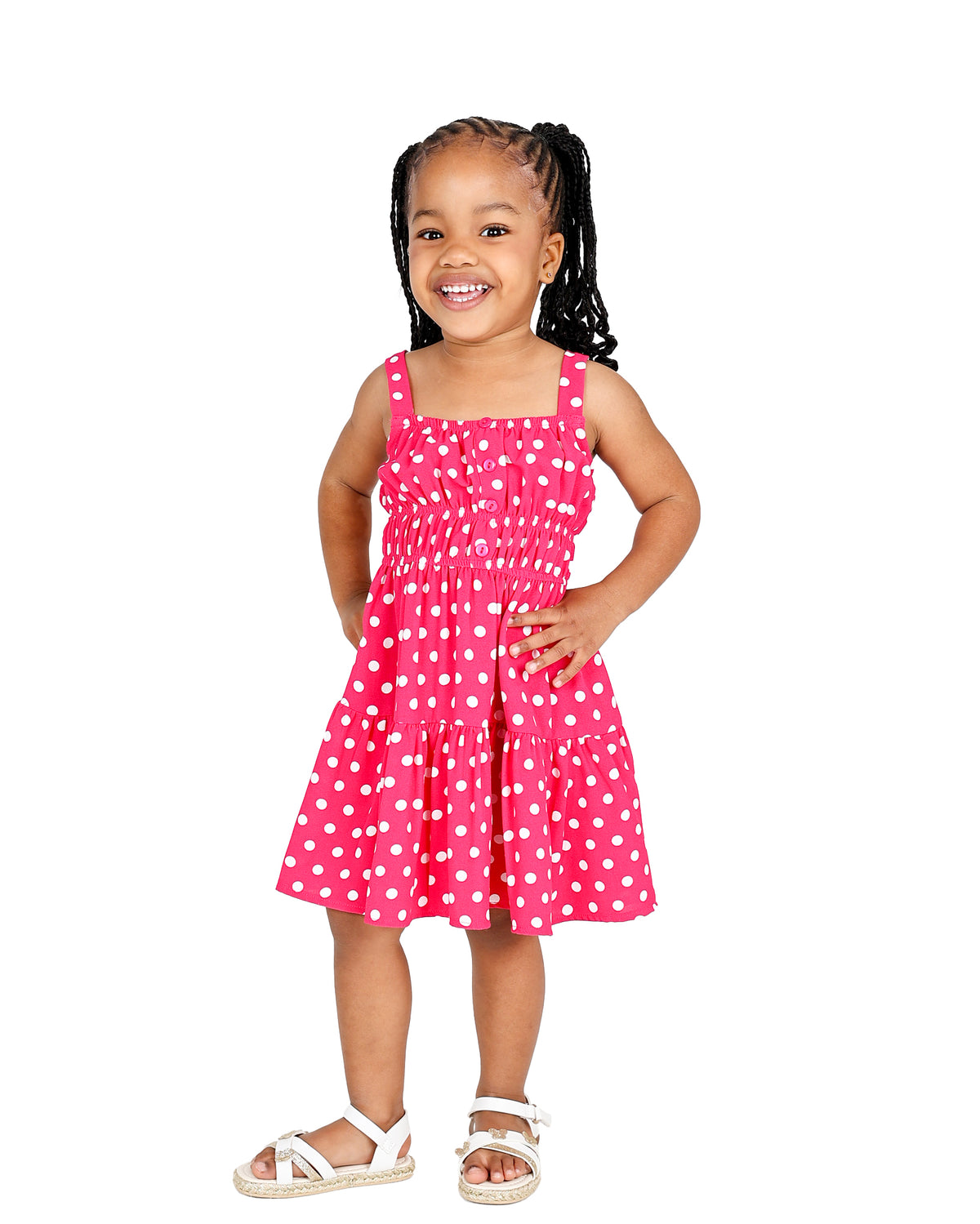 Sleeveless Pink Polka Dot Dress