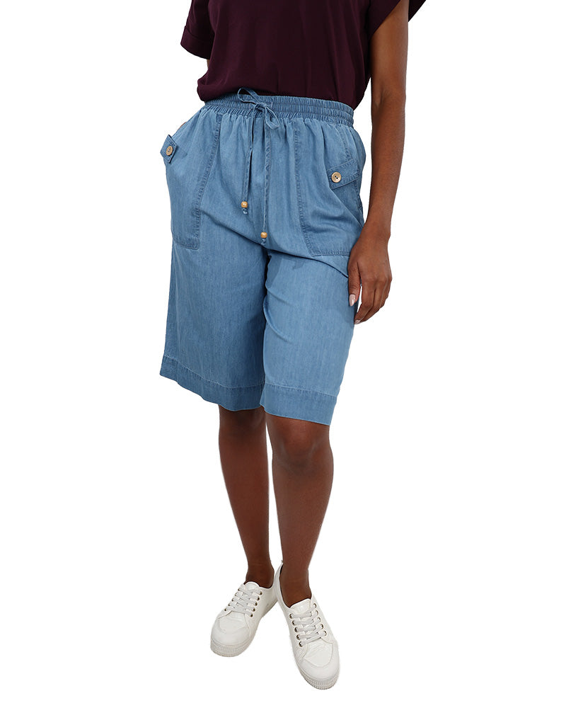 Elasticated Denim Bermuda Shorts