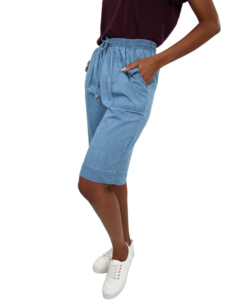 Elasticated Denim Bermuda Shorts