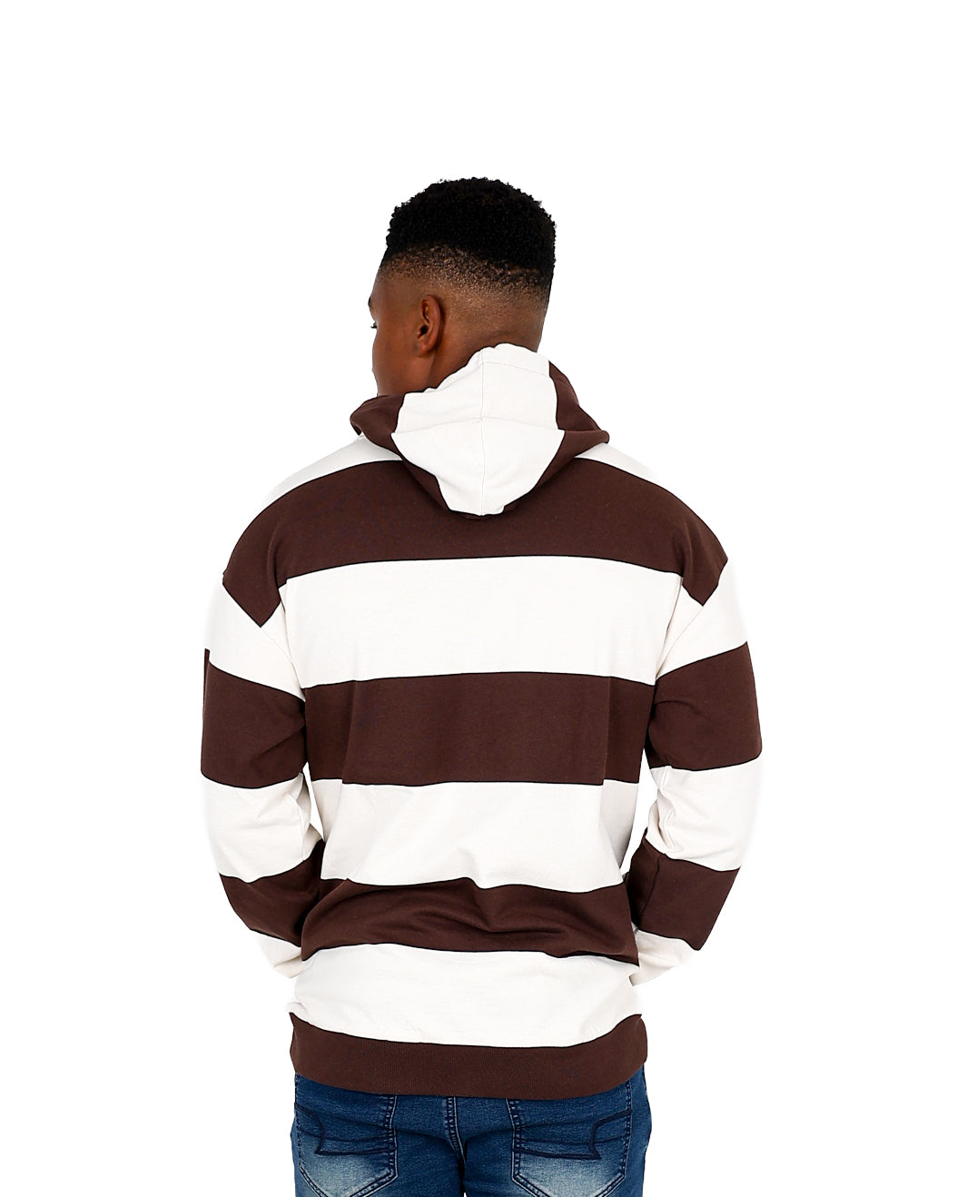 Long Sleeve Brown & Cream Striped Hoodie